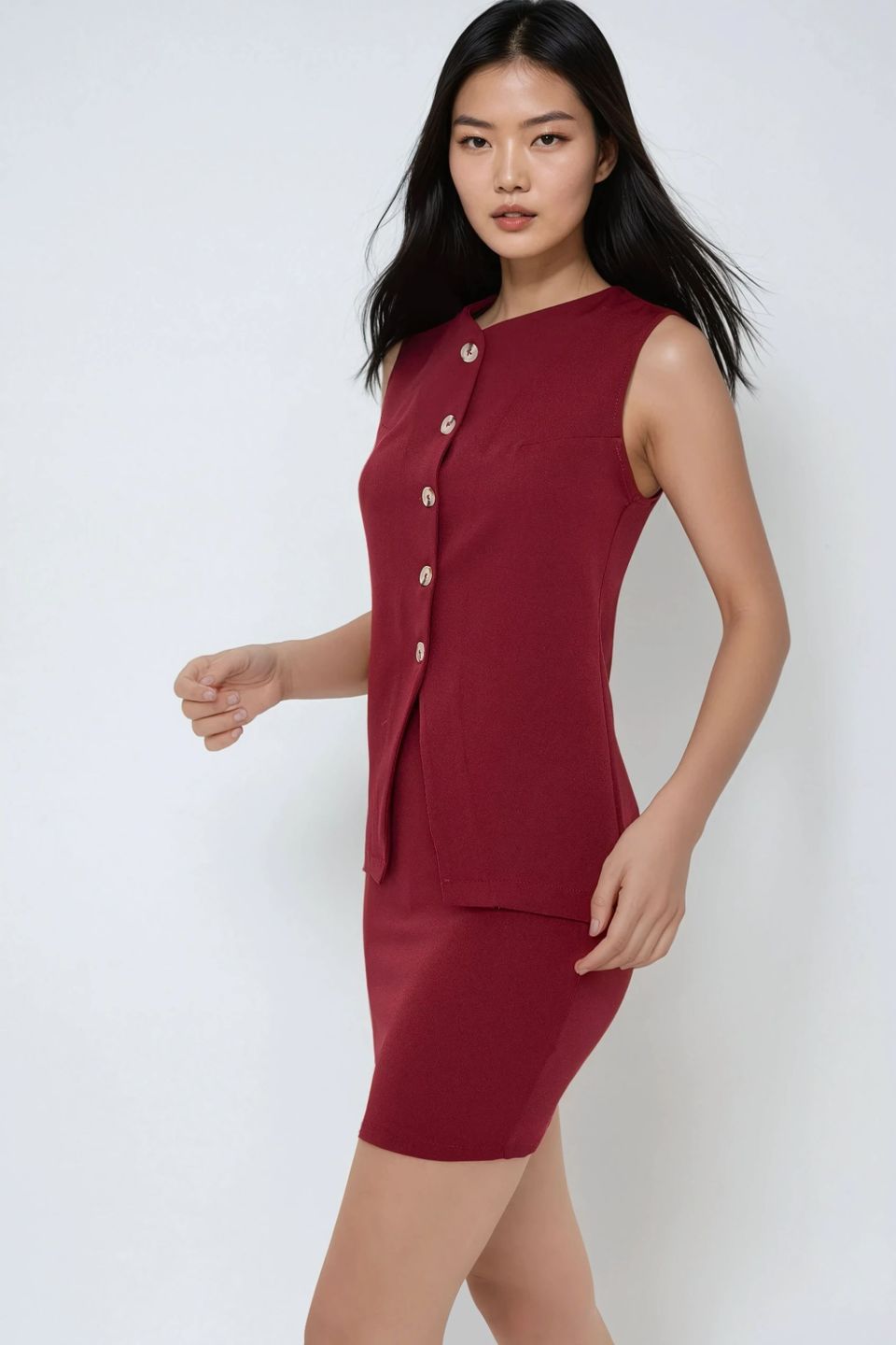Fitted V-Neck Sleeveless Vest