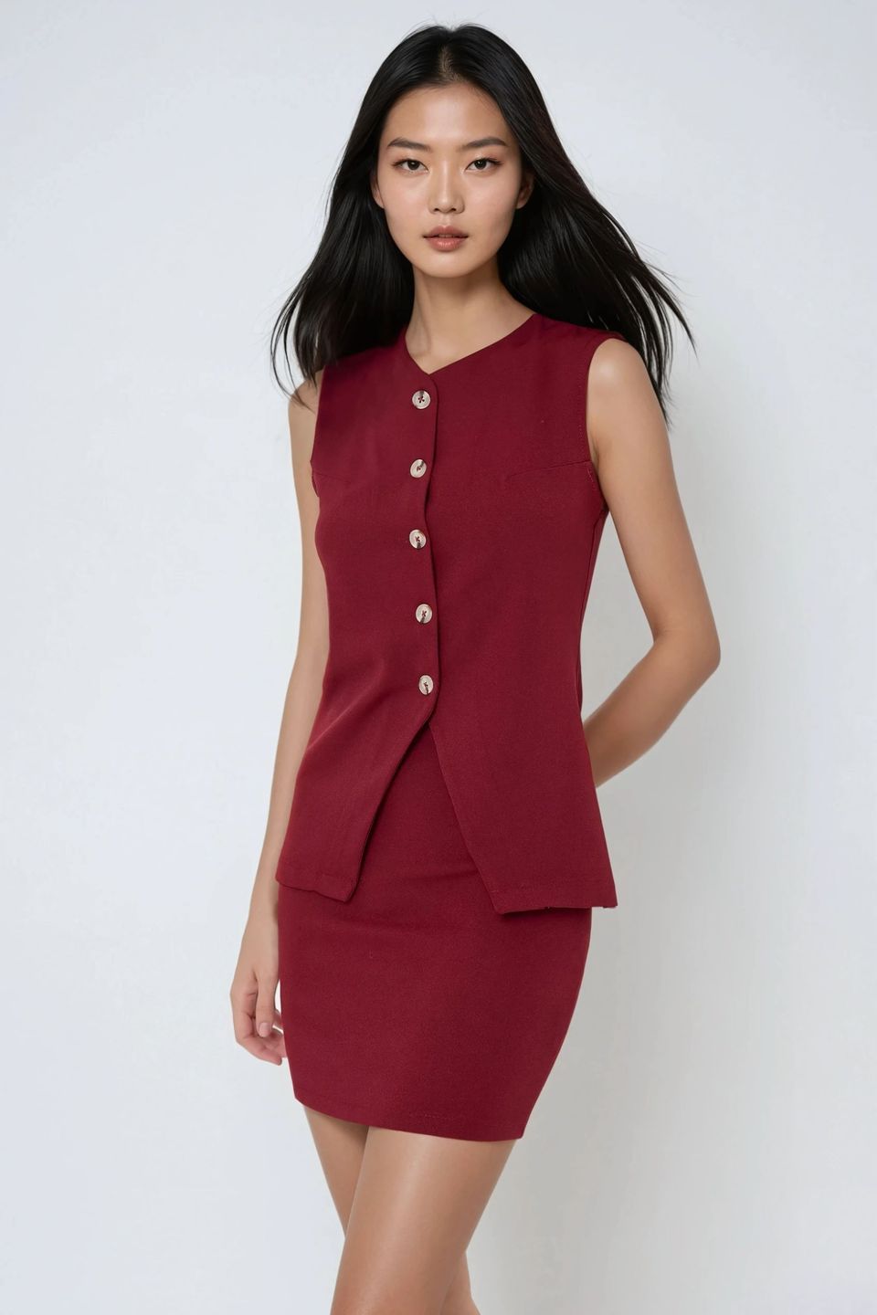 Fitted V-Neck Sleeveless Vest