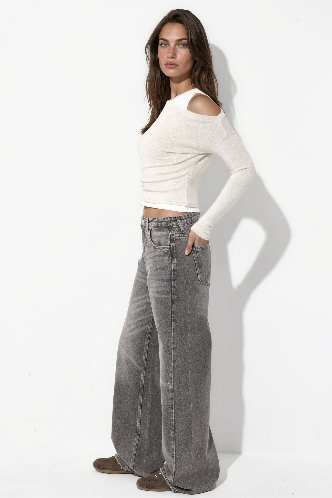 Textured Layered Blouse with Asymmetric Neckline 2