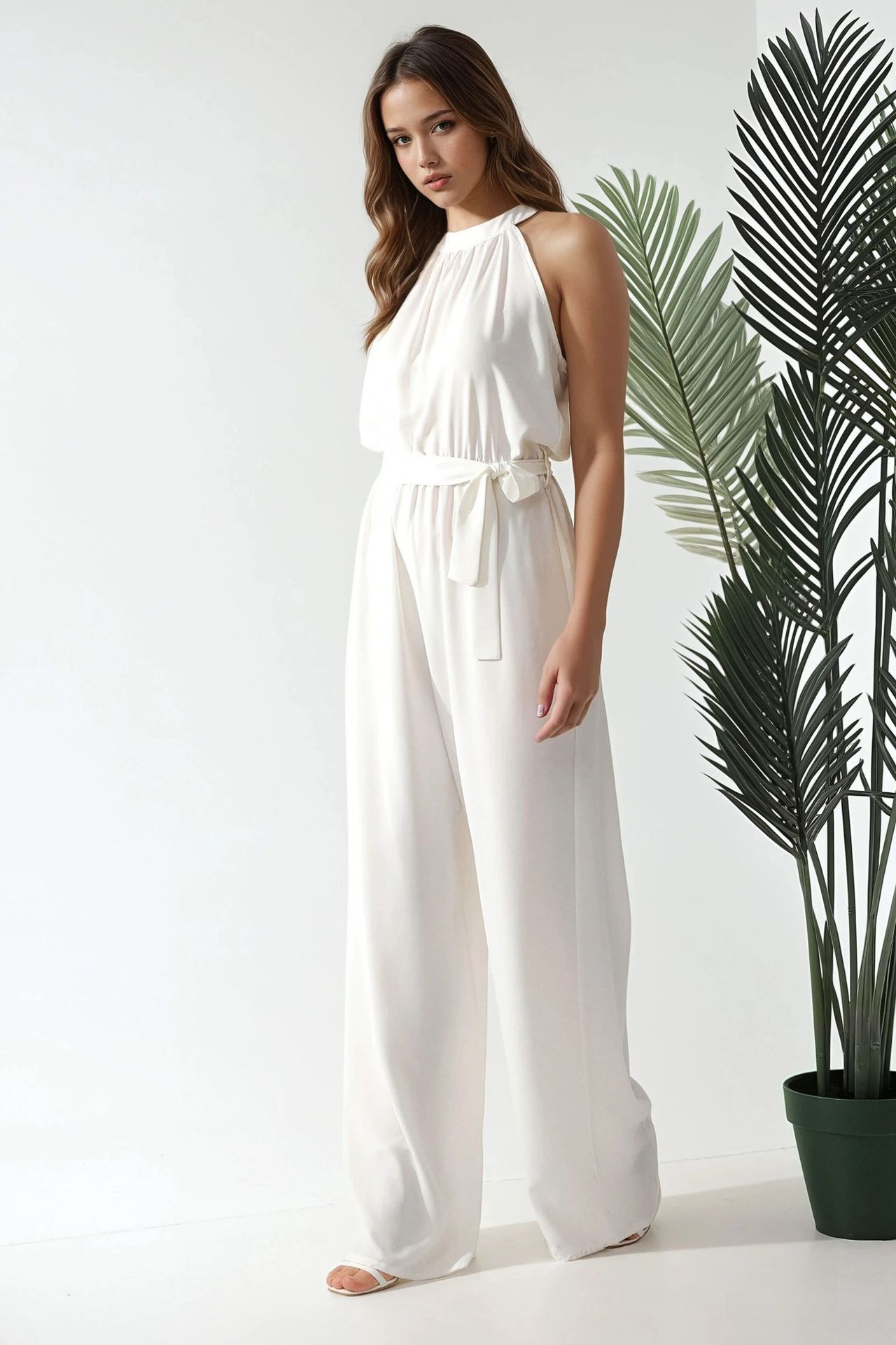 Wide Leg Halter Neck Jumpsuit