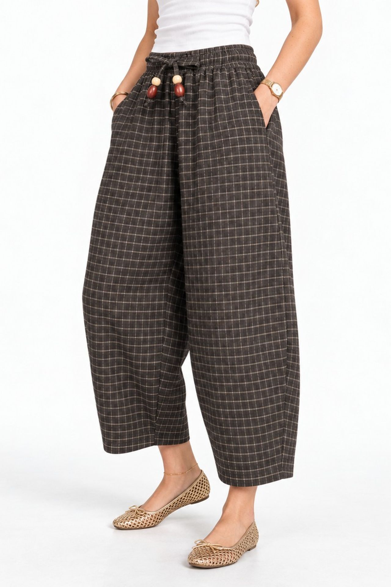Plaid Culotte Pants 1