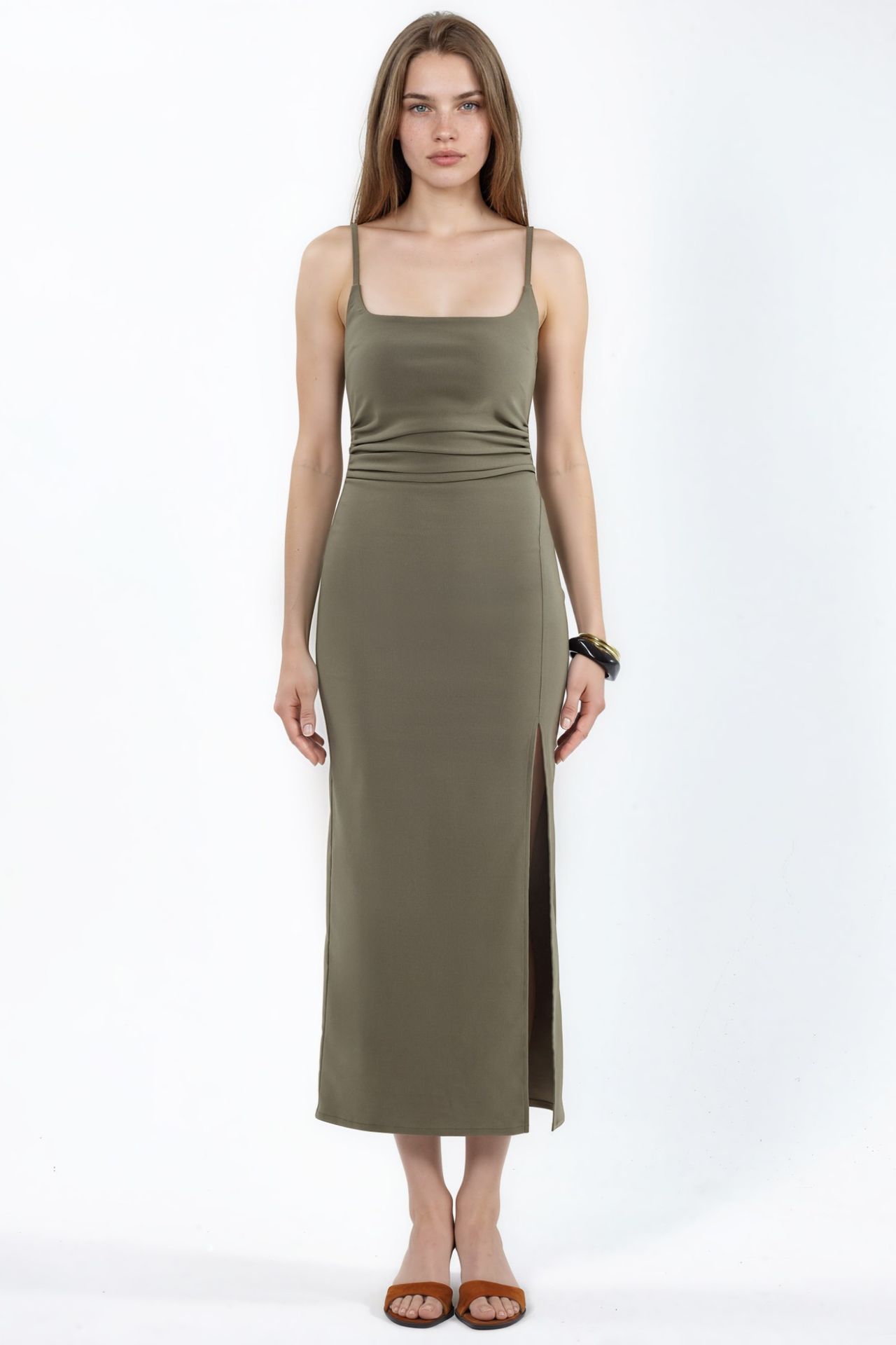 Square Neck Bengalin Midi Dress 6