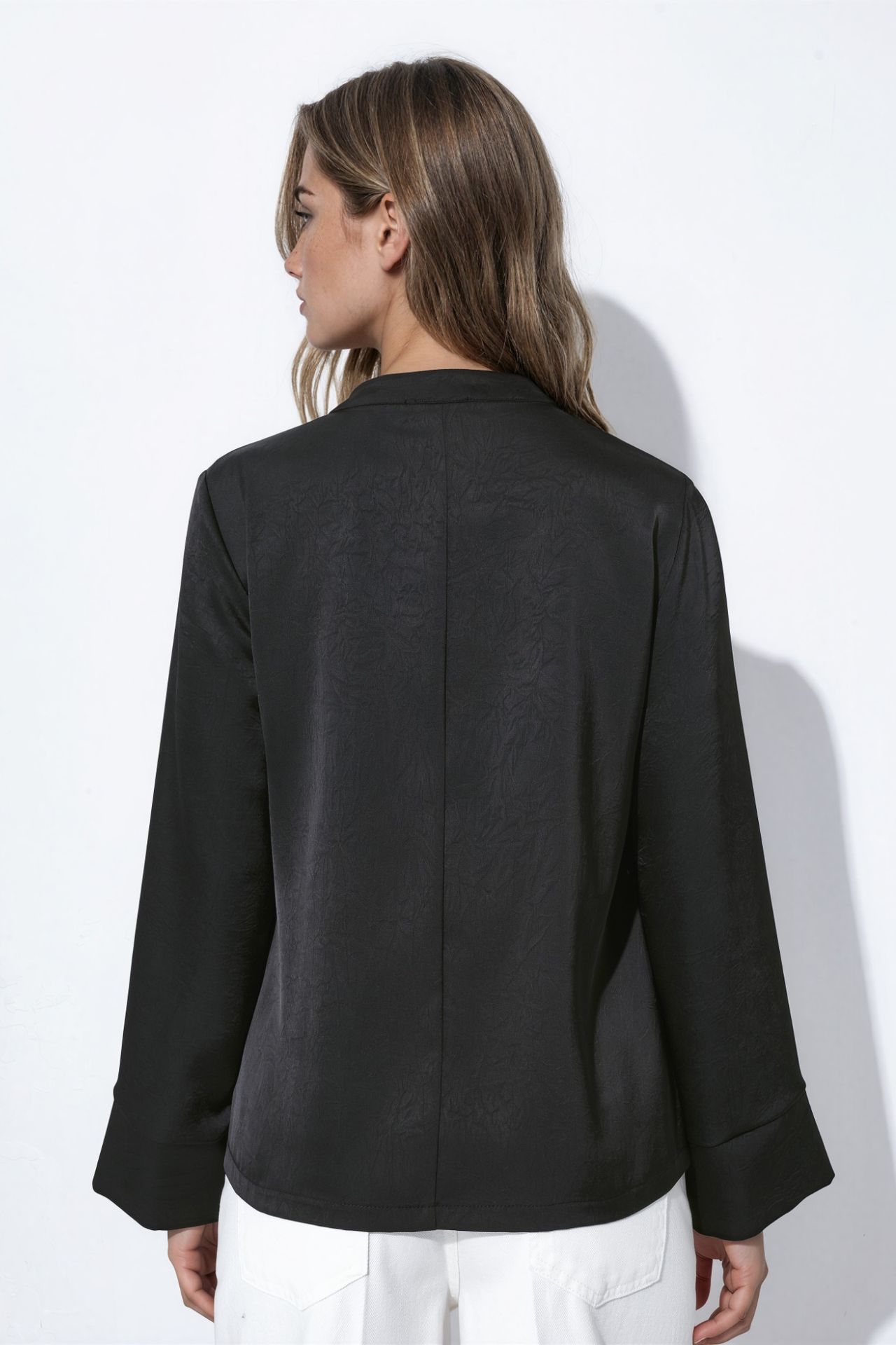 Textured Satin Shirt with Closure Detail 4