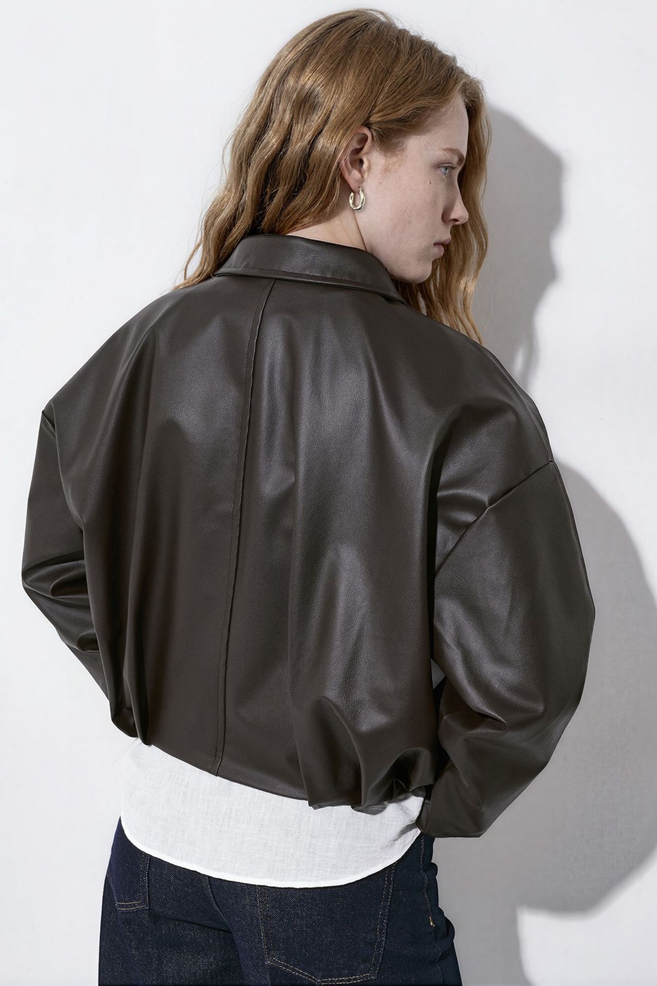 Faux Leather Bomber Jacket 5