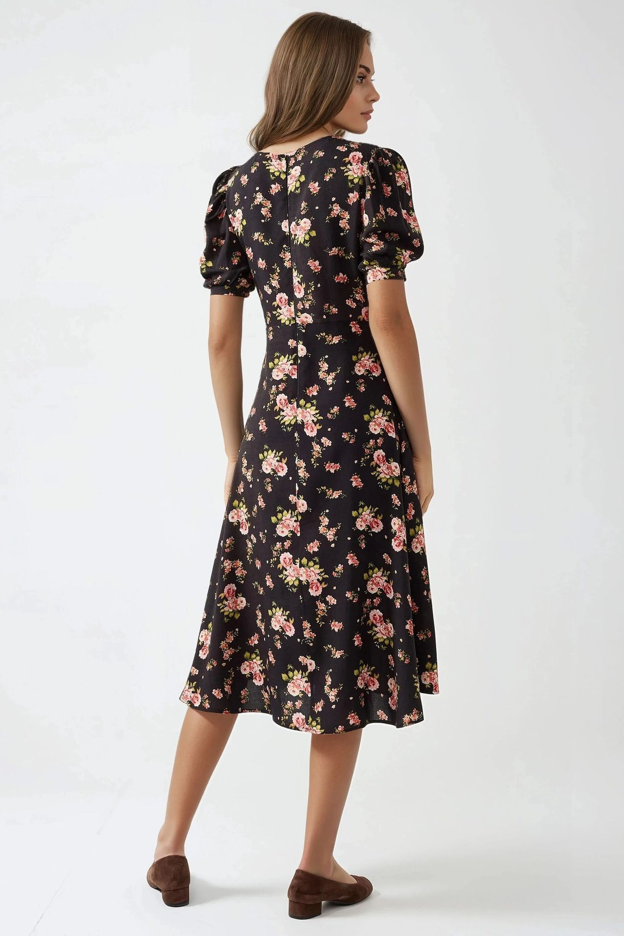 Floral Crew Neck Midi Dress