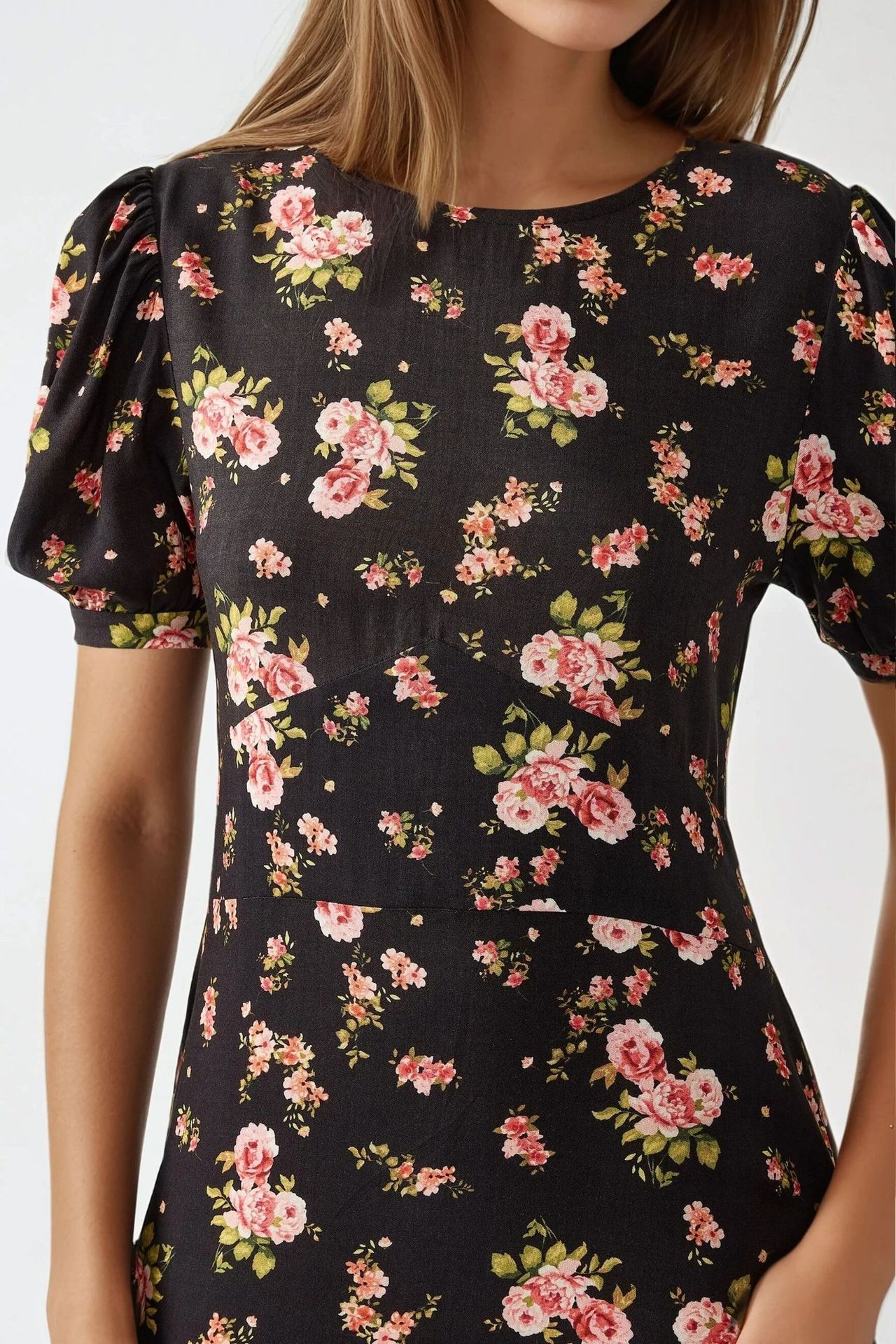 Floral Crew Neck Midi Dress