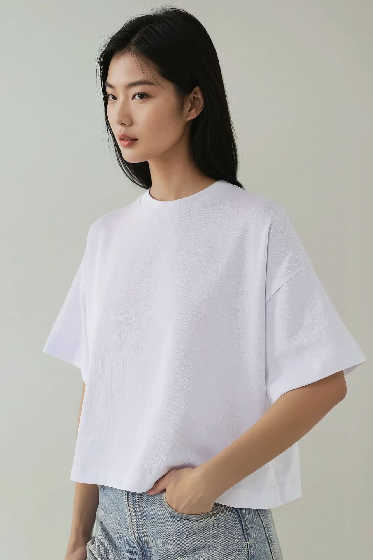 Oversized Crew Neck Cotton T-Shirt