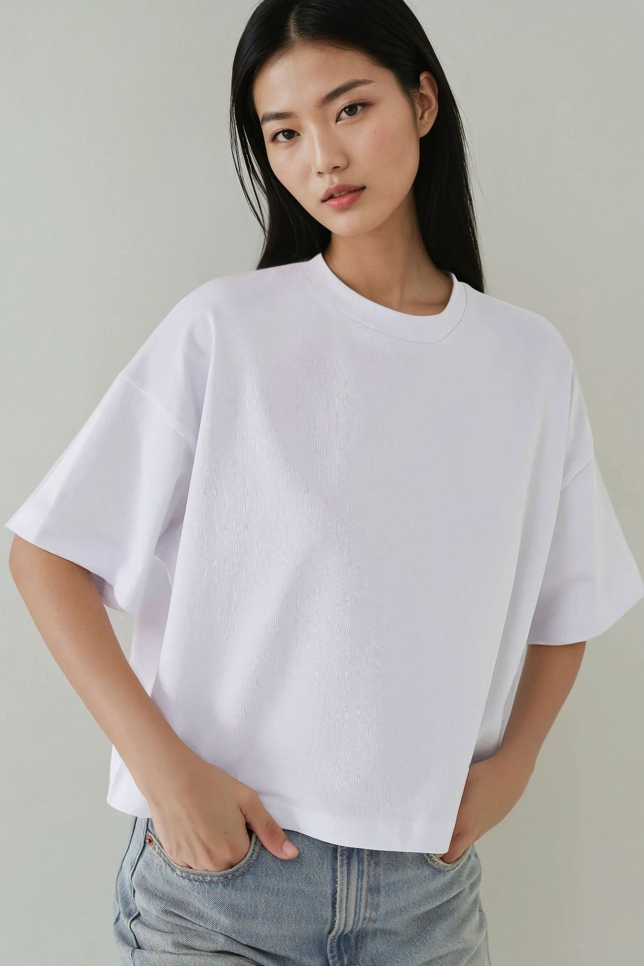 Oversized Crew Neck Cotton T-Shirt