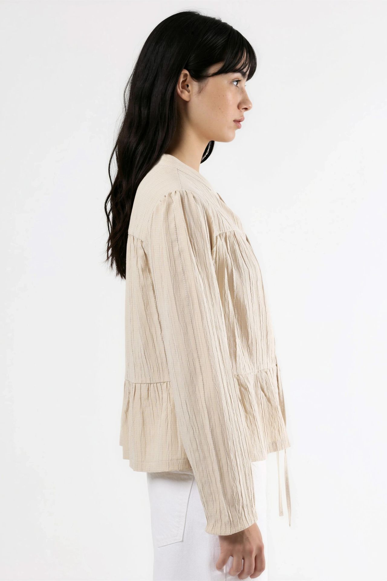Long Sleeve Tippet Collar Blouse 4