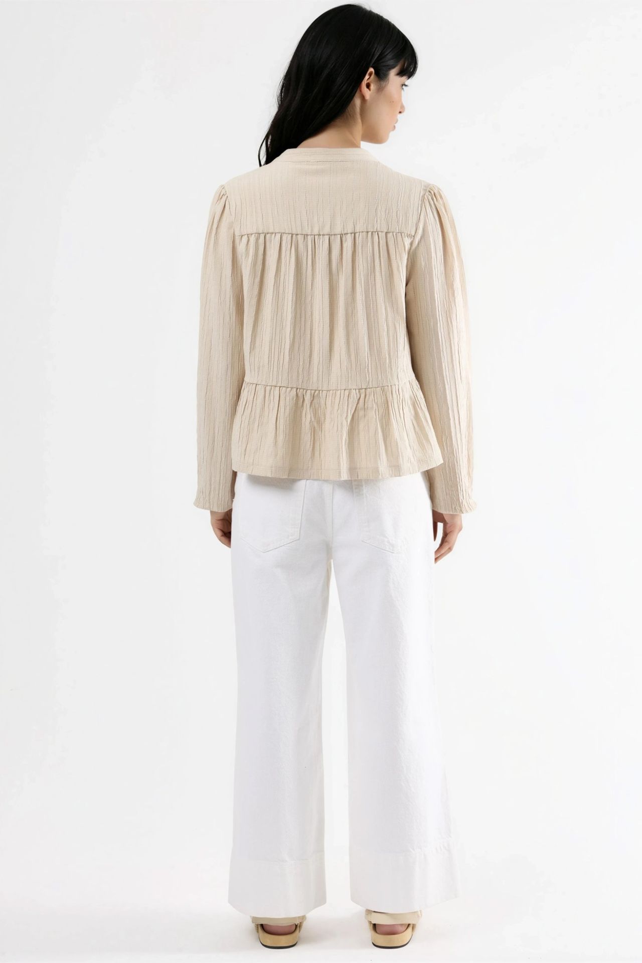 Long Sleeve Tippet Collar Blouse 3