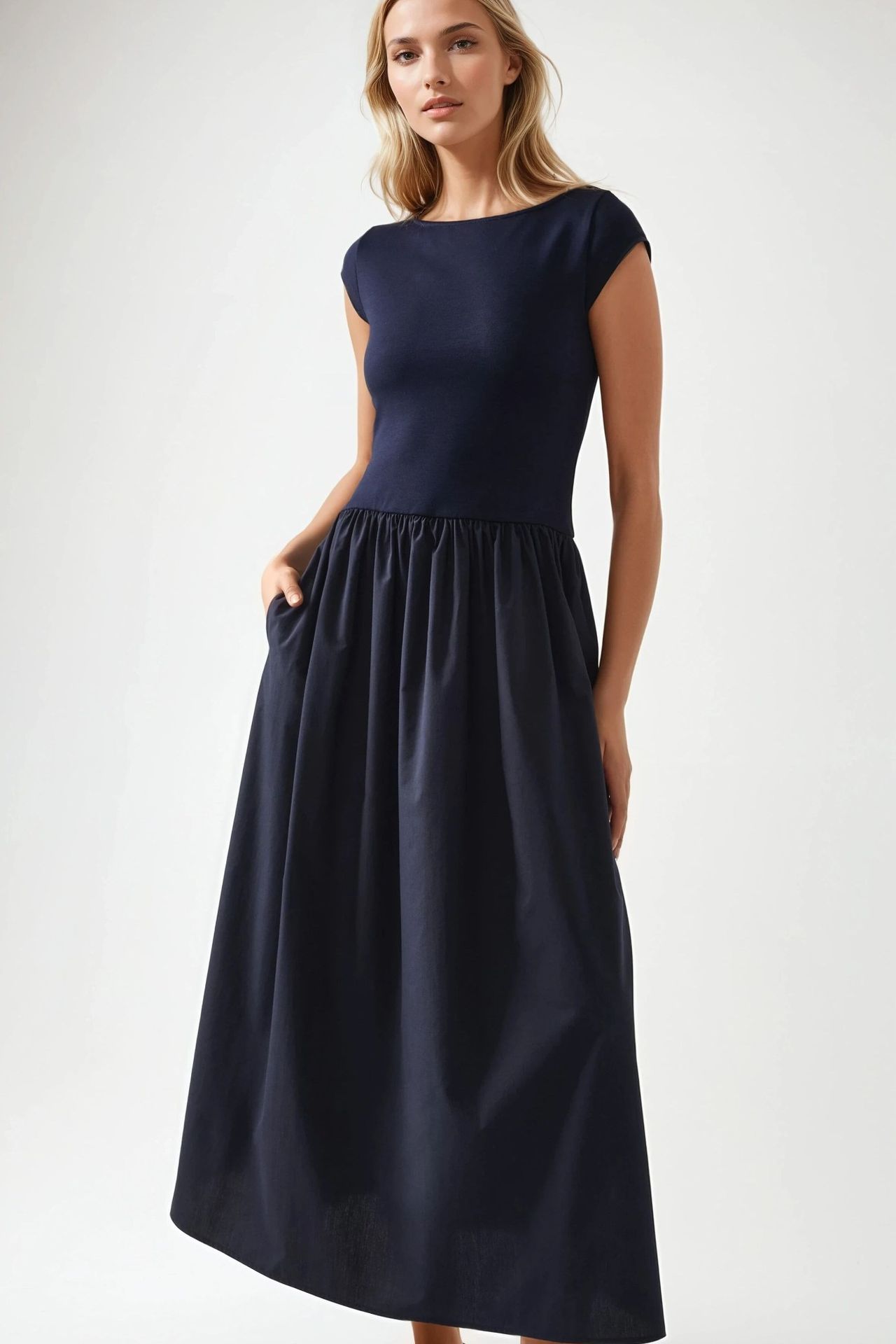 Contrast Midi Dress