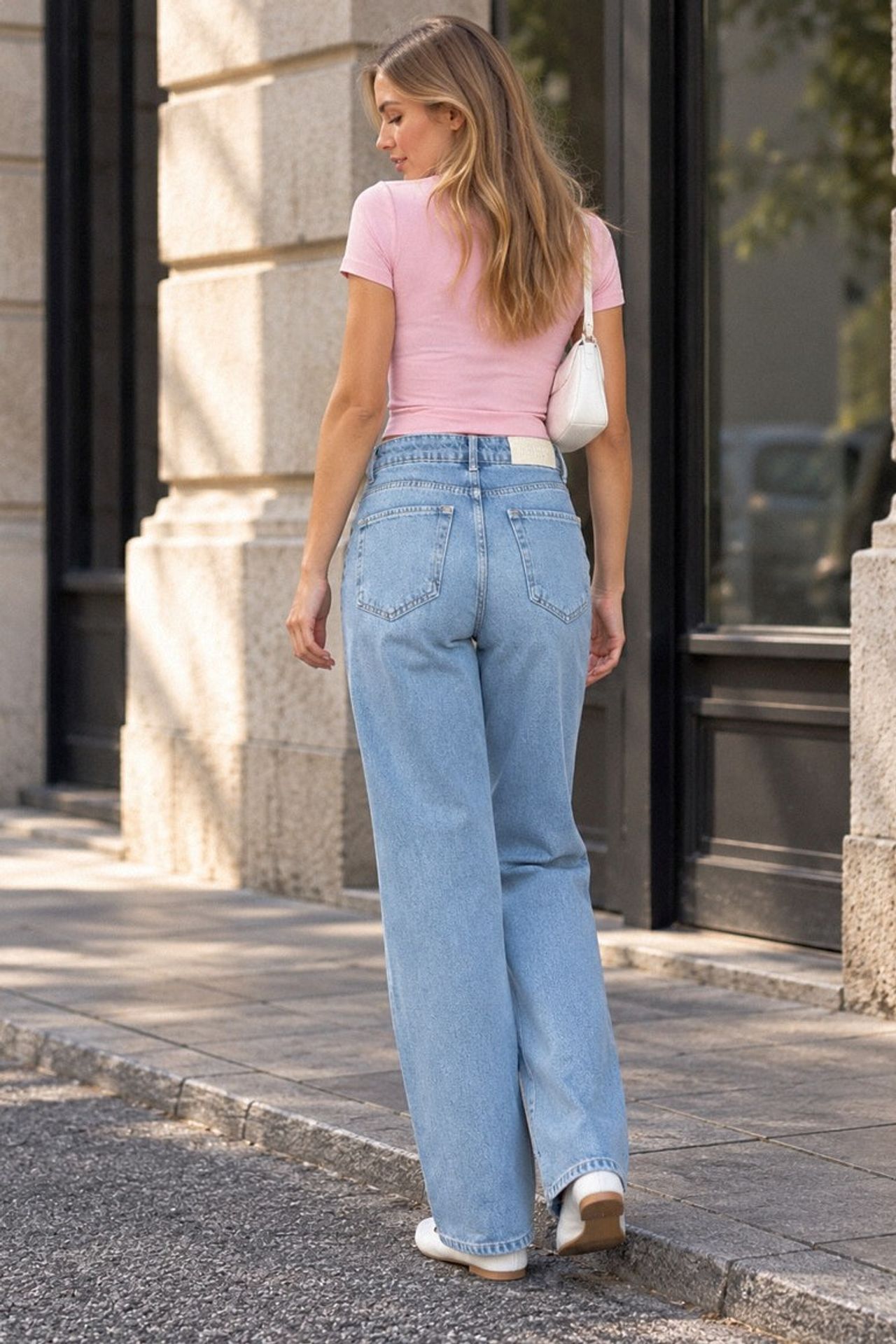 Sparkly Straight Fit Wide Leg Jeans 2