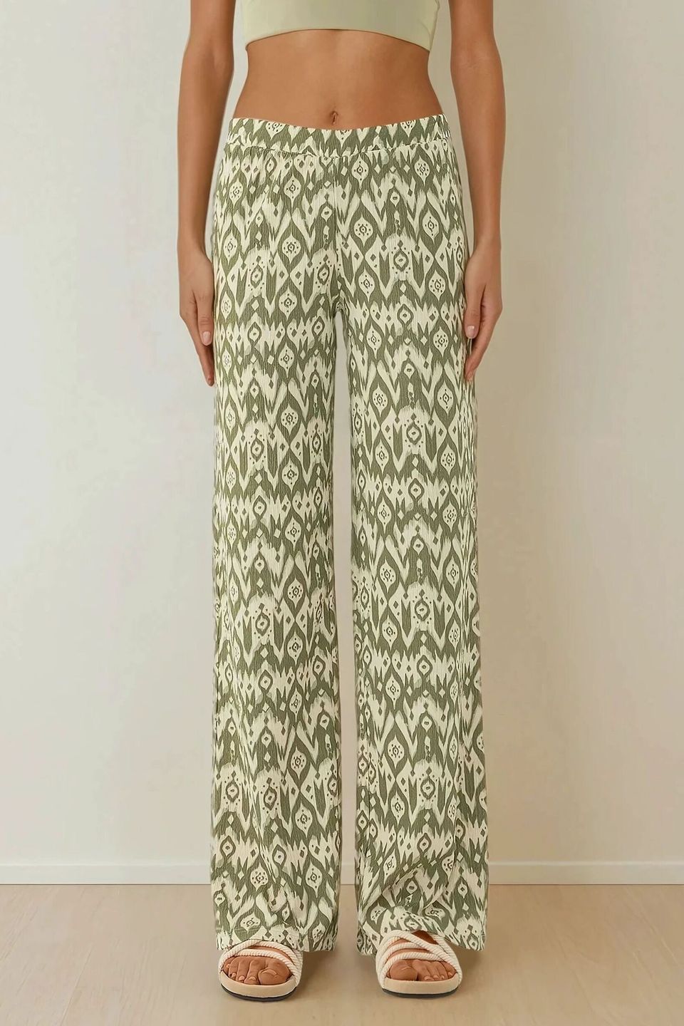 High Waist Wide Leg Patterned Pants