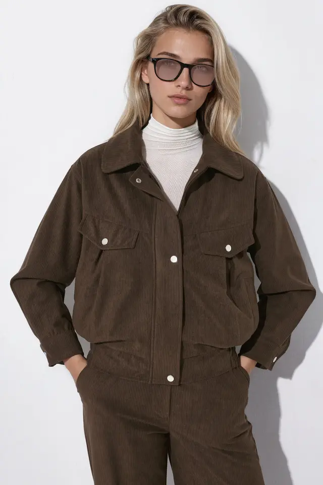 Velvet Jacket with Pocket Detail