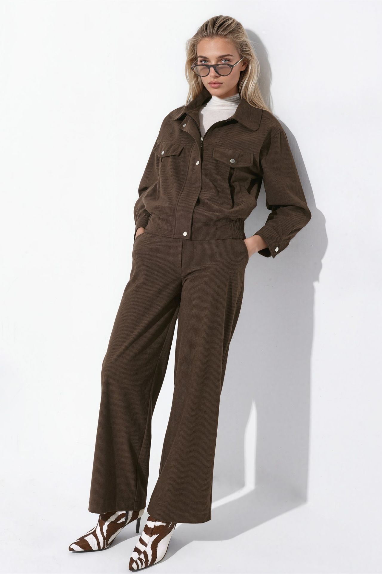 High Waist Straight Leg Velvet Pants