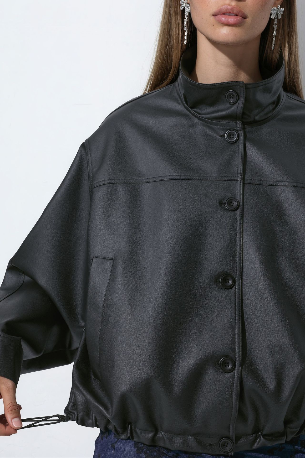 Faux Leather Bomber Jacket 2