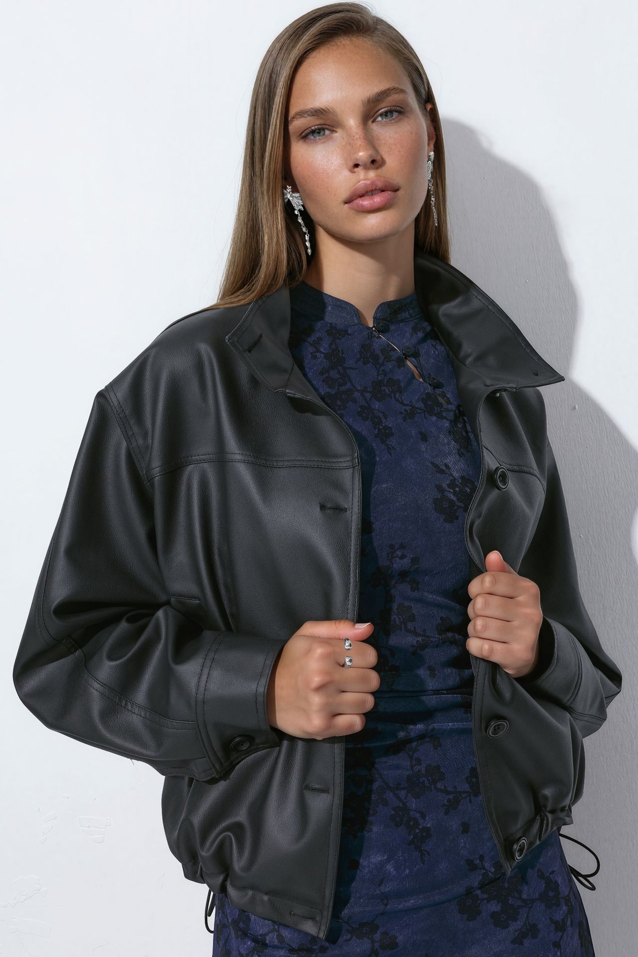 Faux Leather Bomber Jacket 4