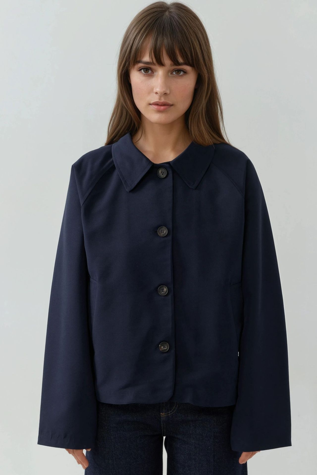 Plaid Checkered Lining Jacket with Button Closure