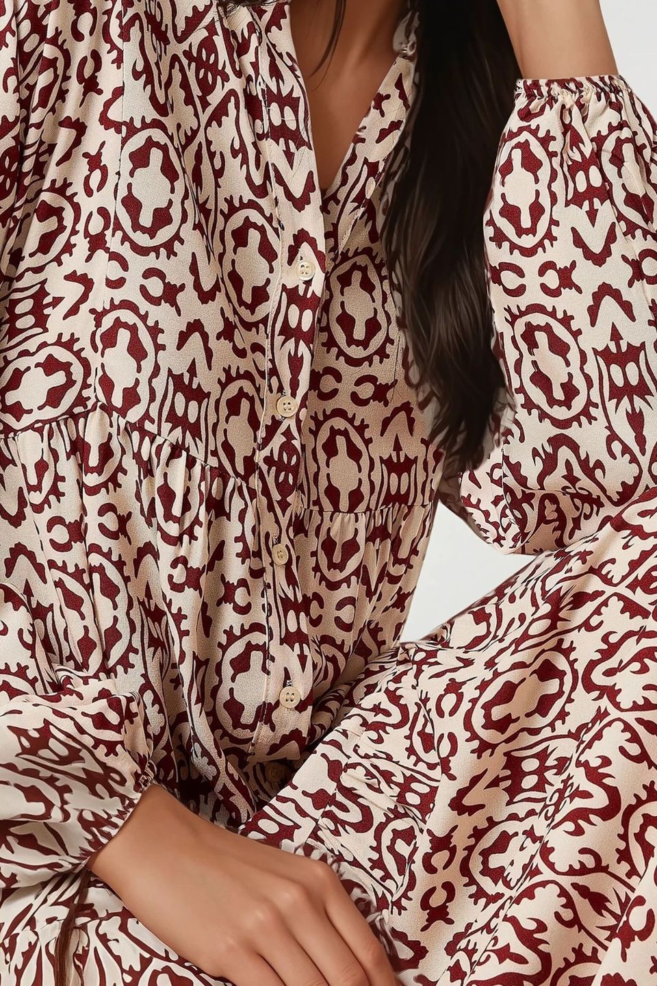 Printed Maxi Dress with Shirt Collar