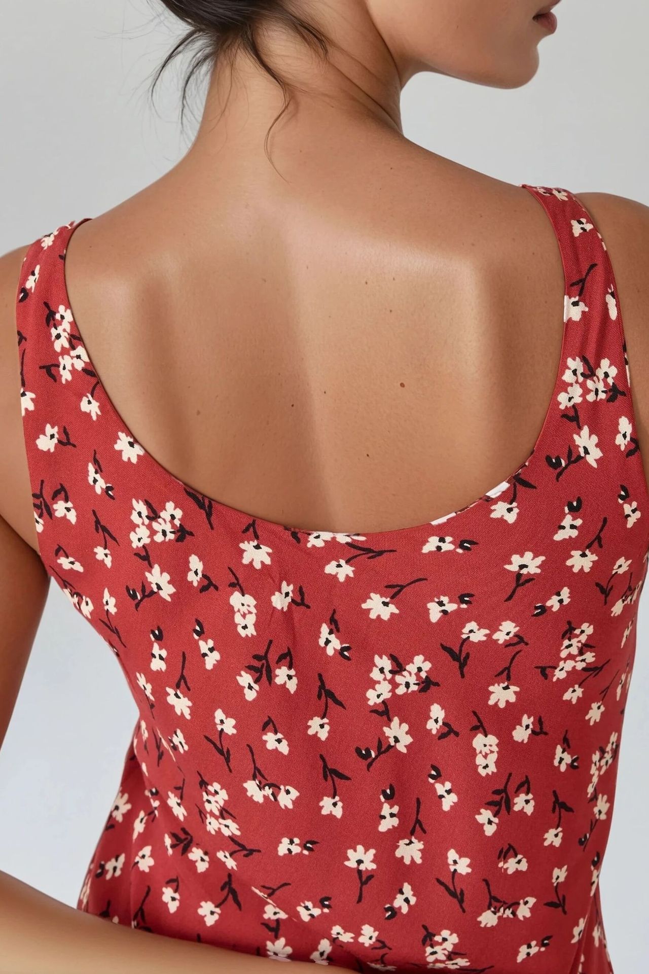 Allower Flower Pattern U Collar Maxi Dress