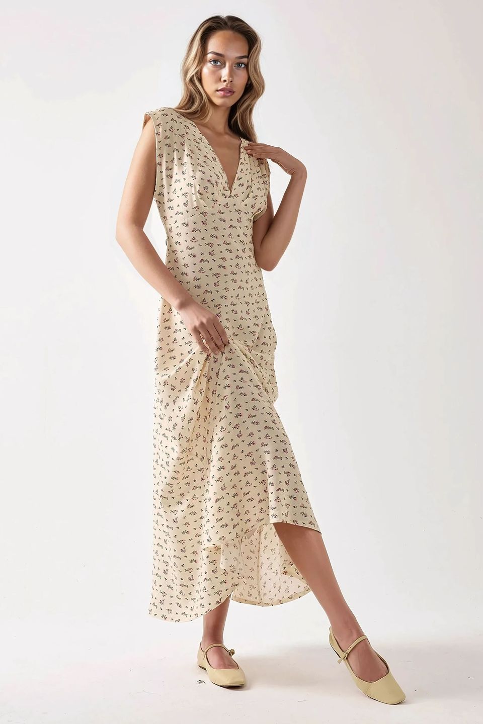 Floral V-Neck Midi Dress