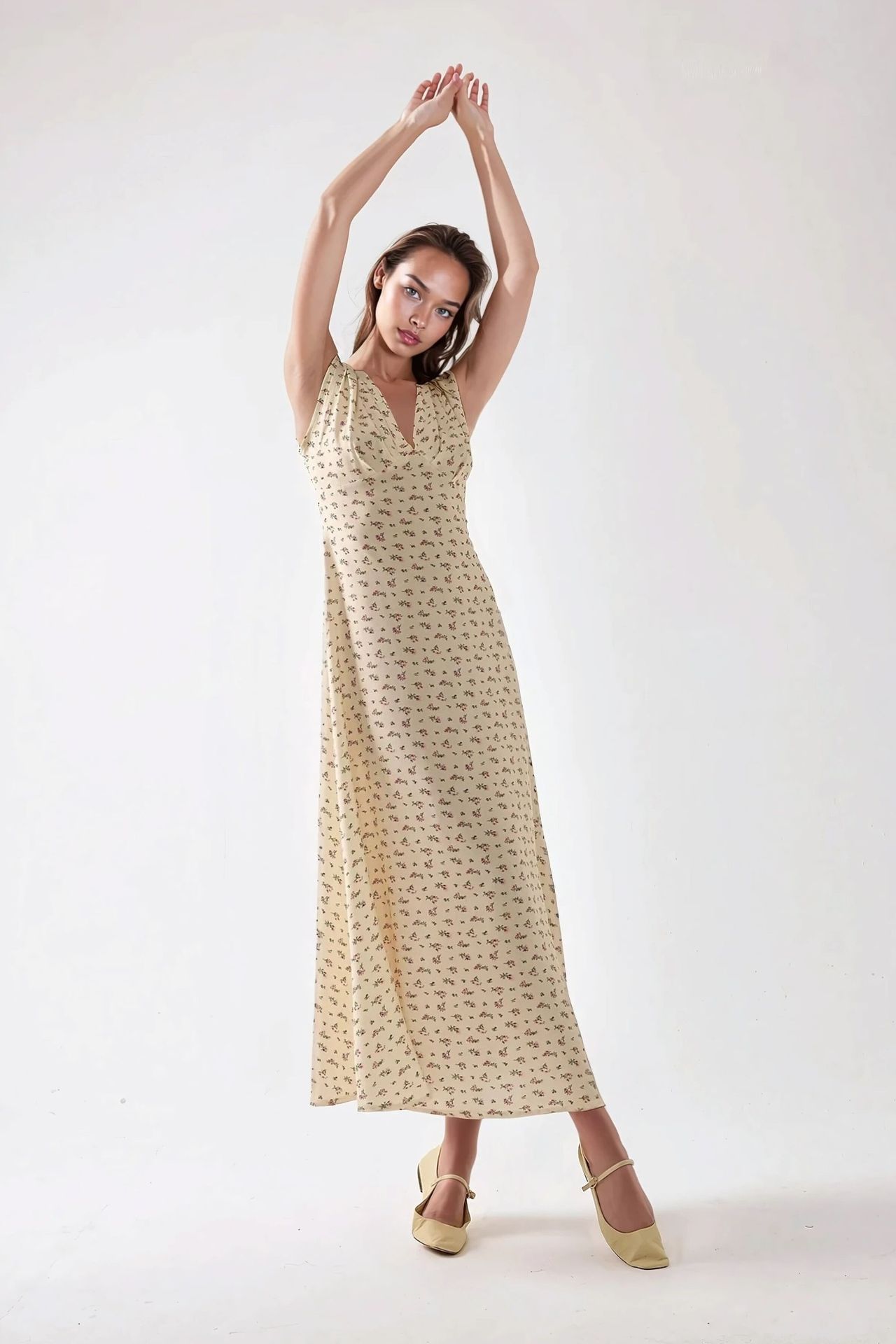 Floral V-Neck Midi Dress