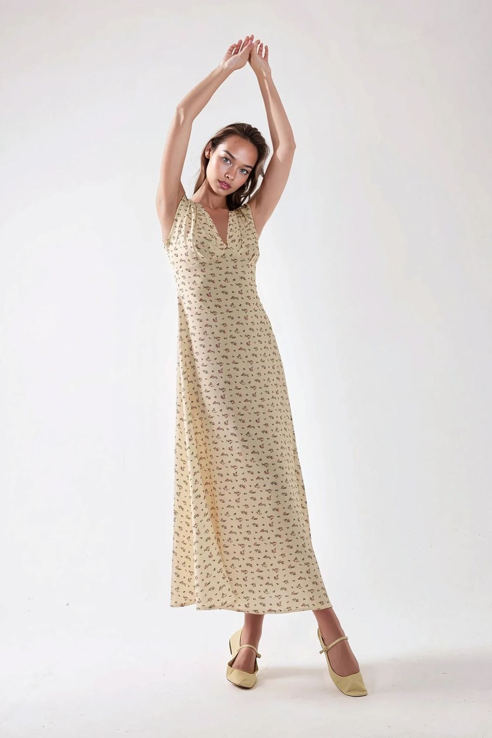 Floral V-Neck Midi Dress