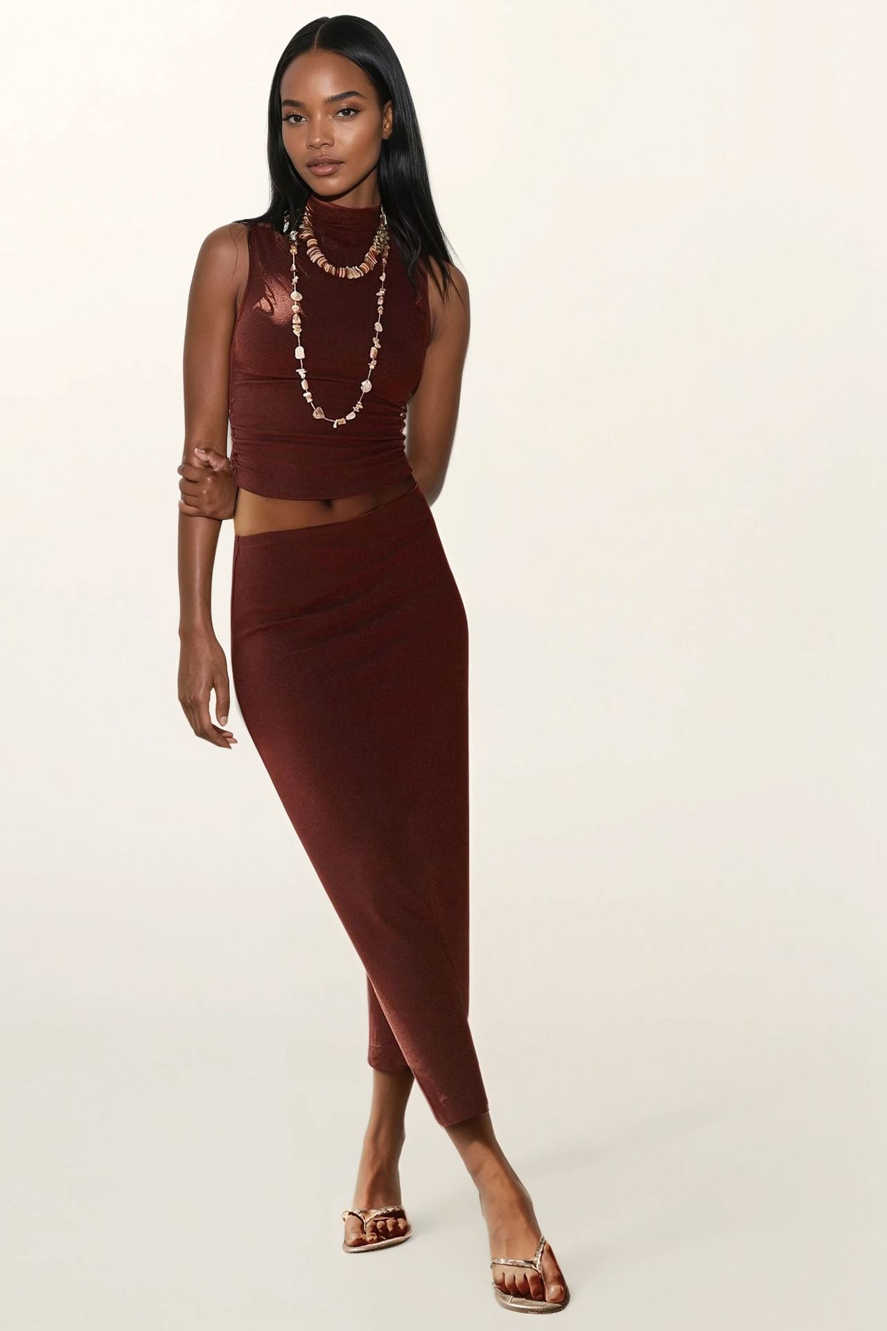 Slim Fit Halter Collar Knitted Top 1