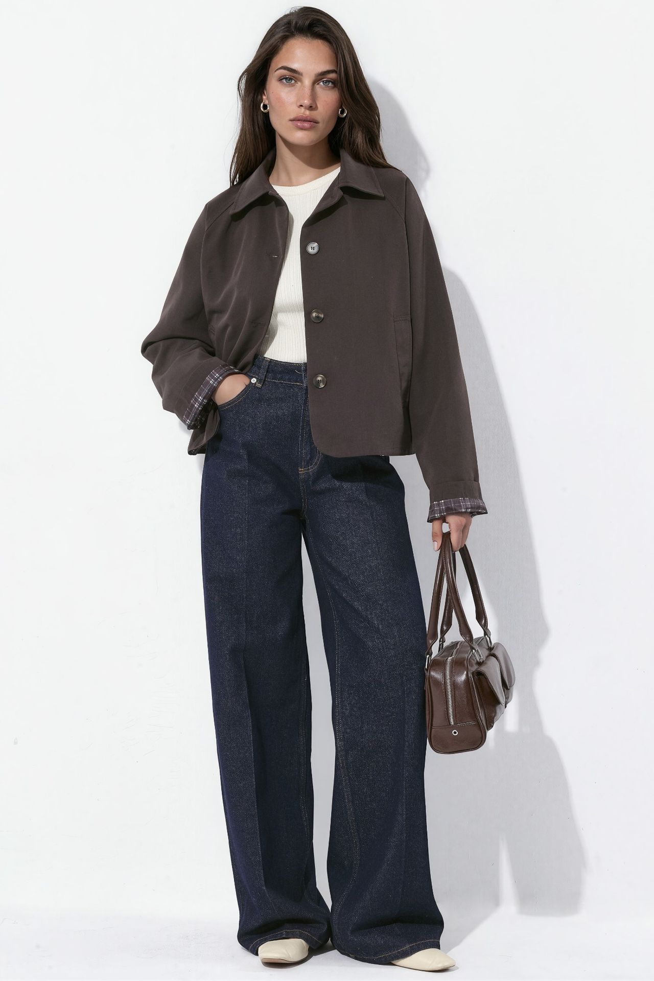Buttoned Jacket with Plaid Lining 5