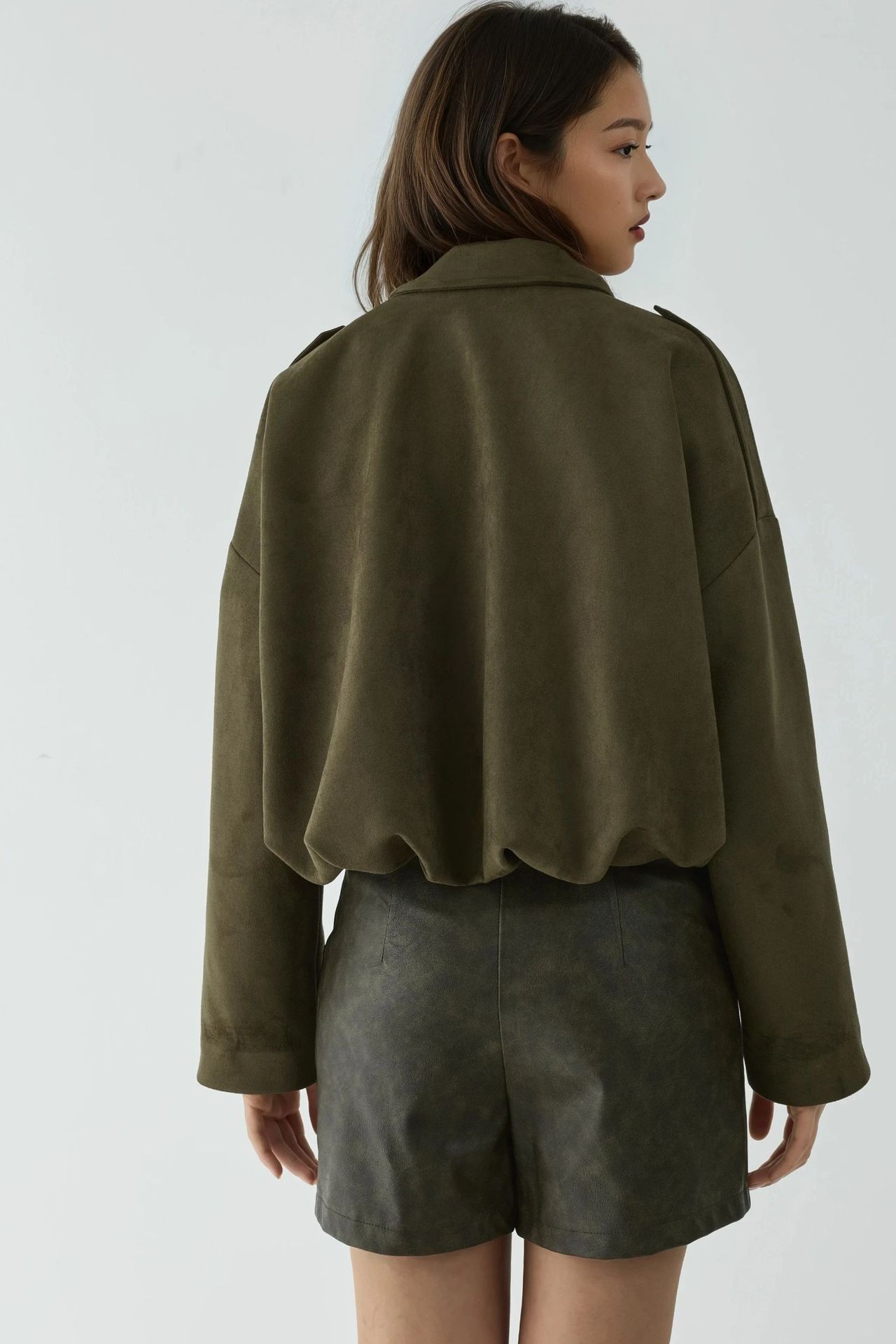 Soft Textured Suede Bomber Jacket 4