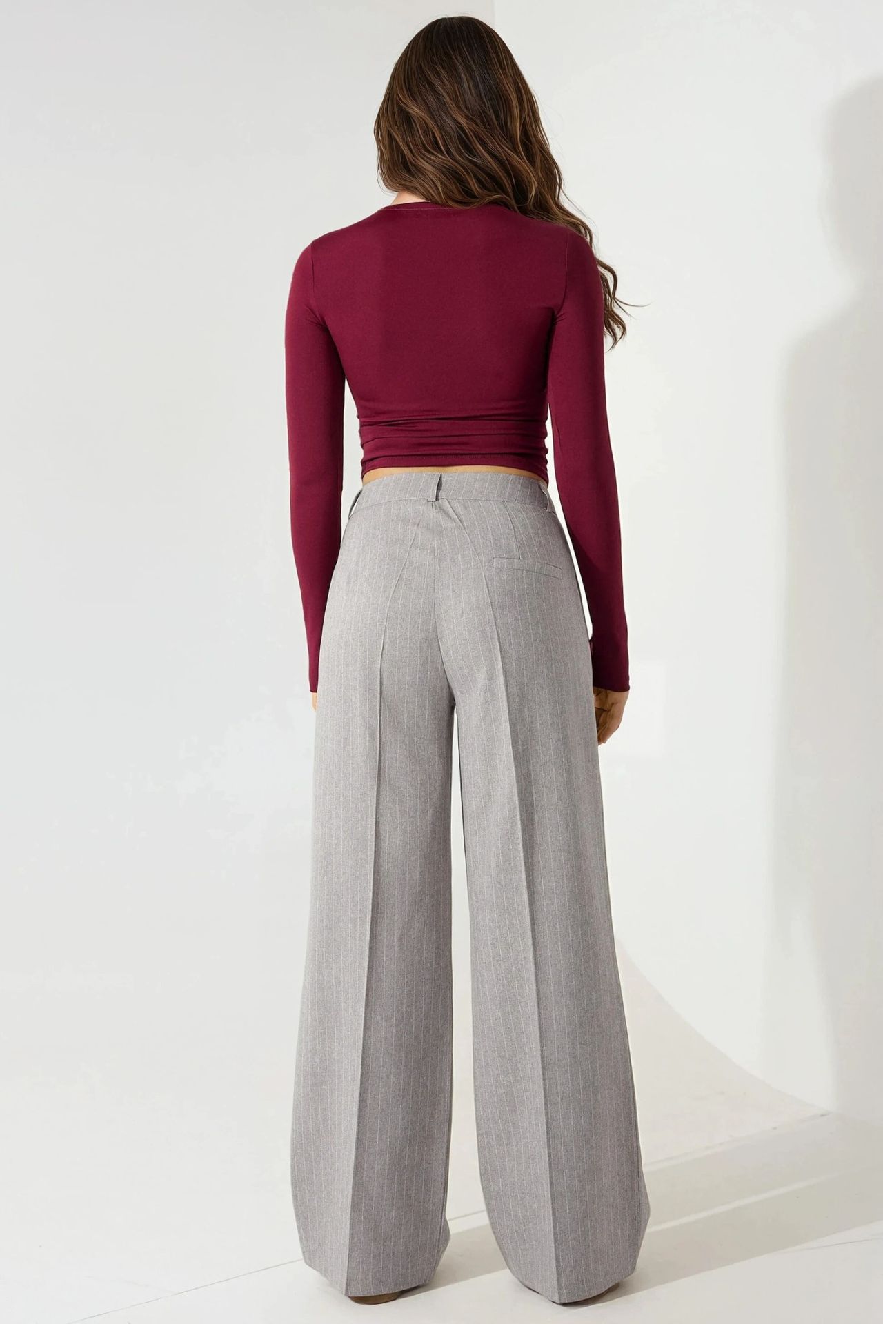 Striped Wide Leg Pleated Palazzo Pants