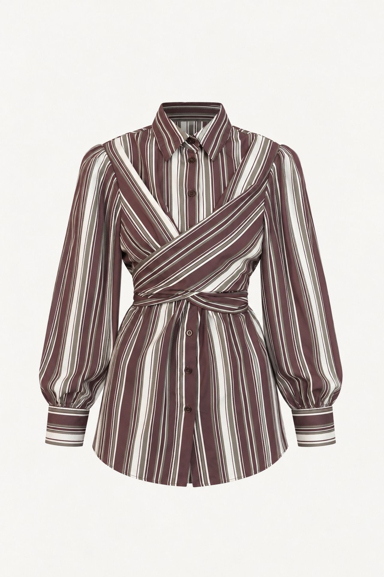 Striped Shirt with Tie Detail 4