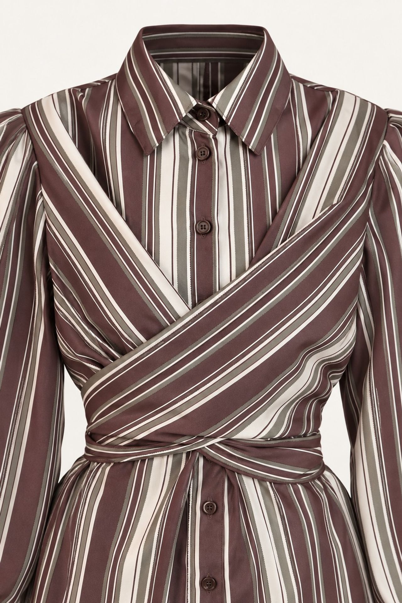 Striped Shirt with Tie Detail 6