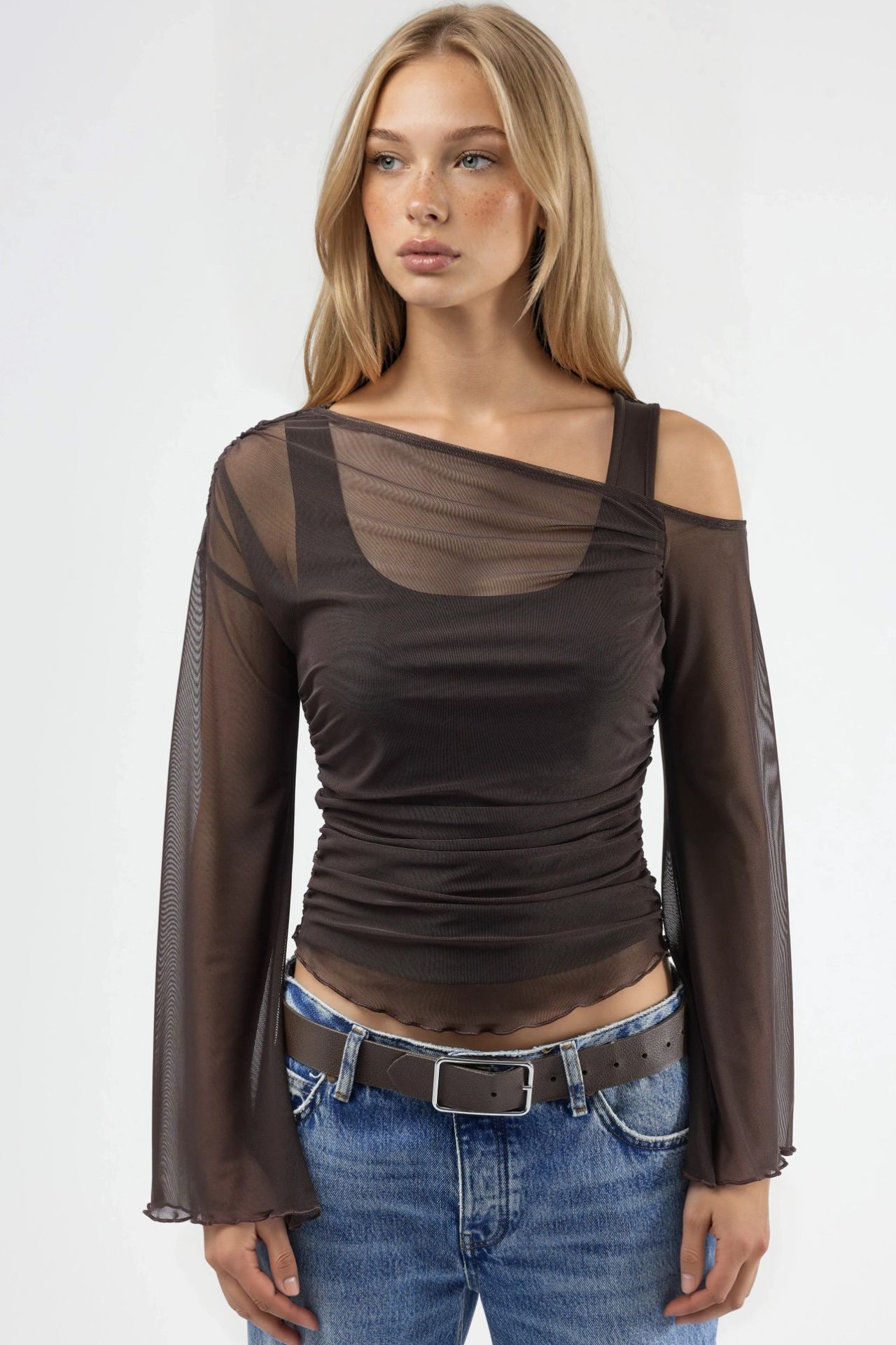 Asymmetrical Collar Fitted Crop Top 6