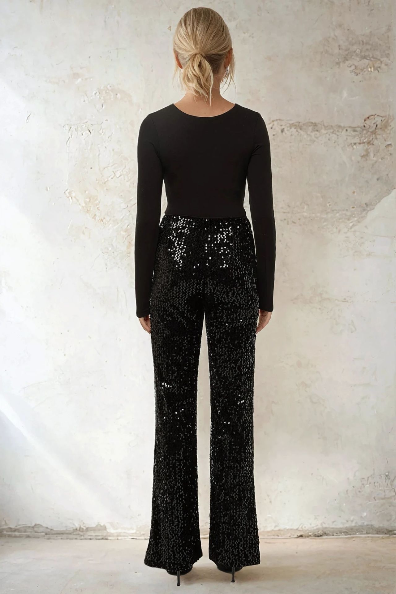 Flared Sequin Pants