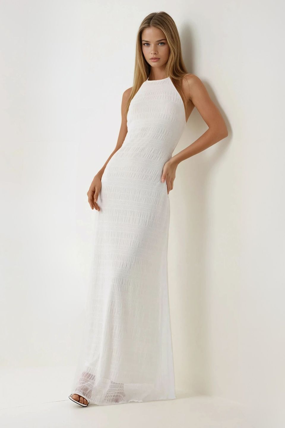 Maxi Bodycon Dress with Halter Collar