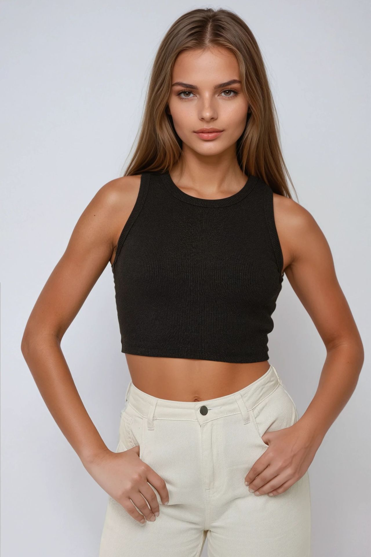 Halter Neck Knitted Crop Tank Top