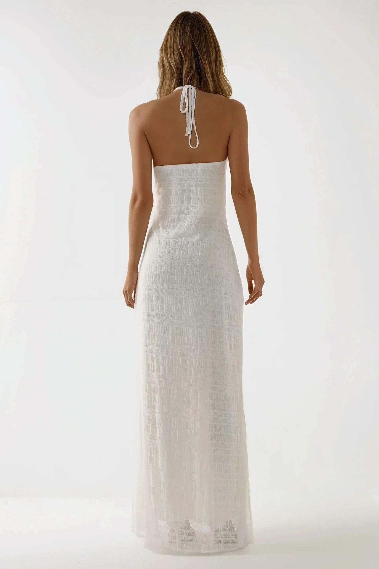 Maxi Bodycon Dress with Halter Collar