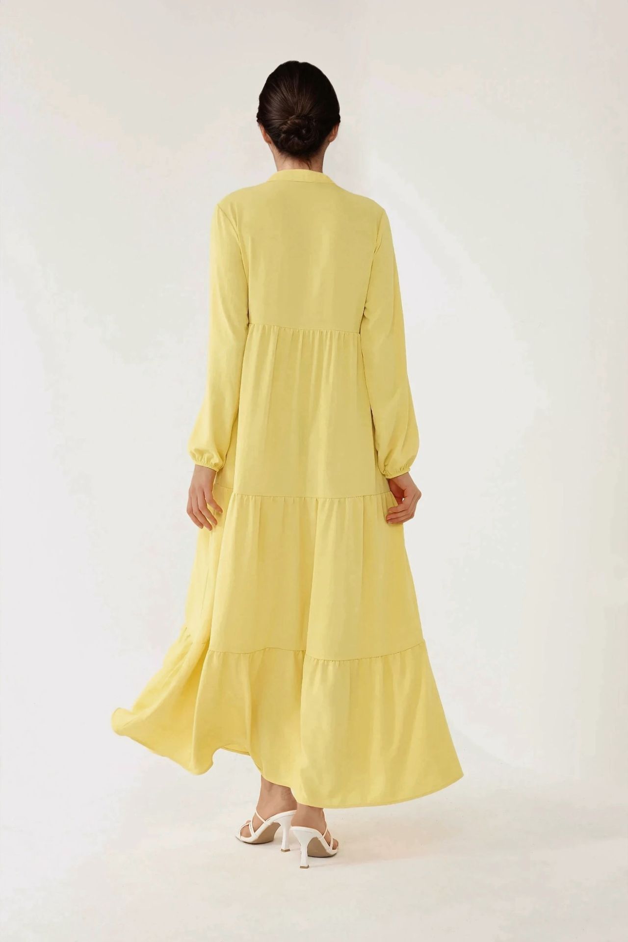 Textured Long Sleeve Crew Neck Maxi Dress