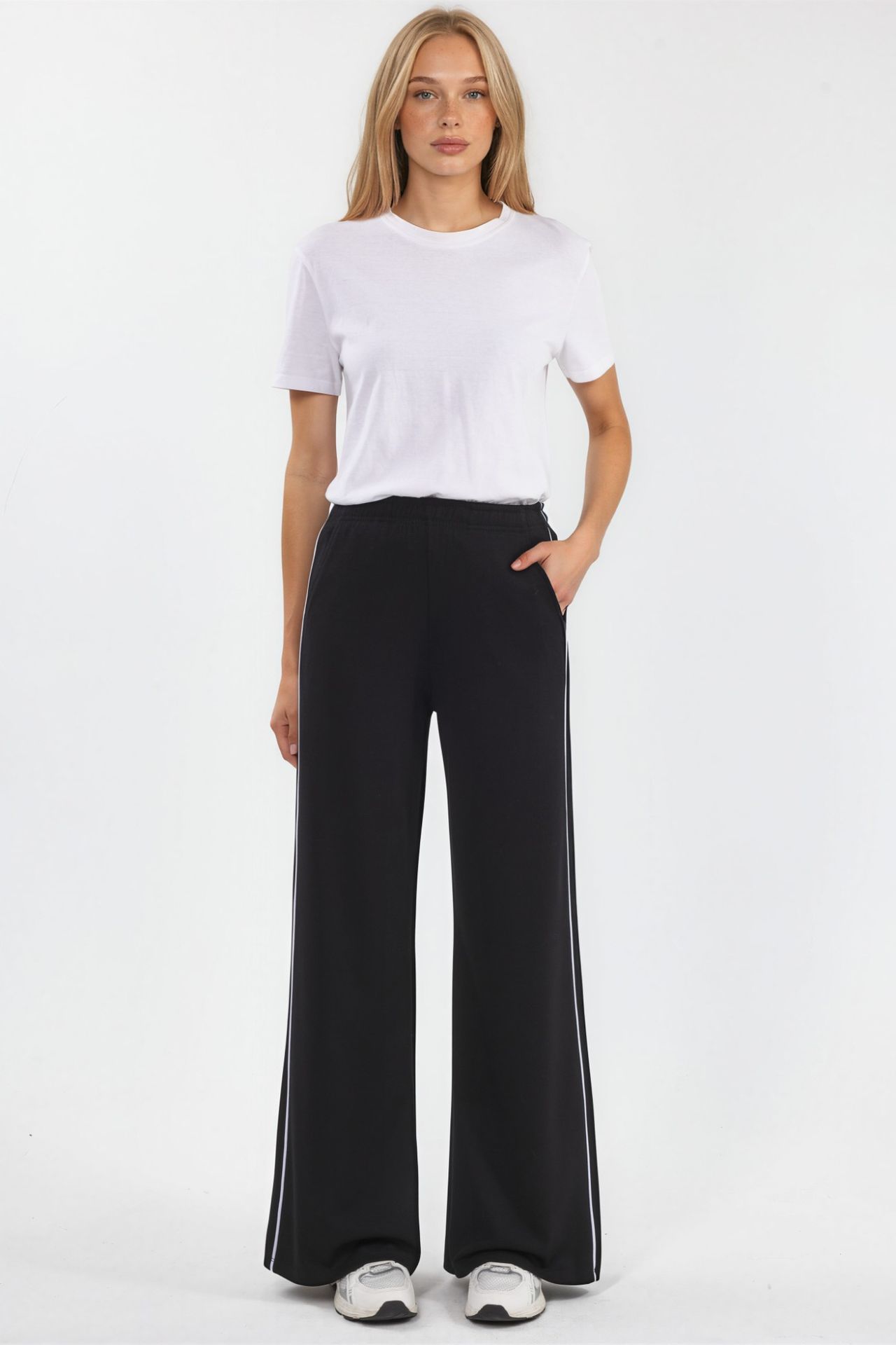 Contrast Binding Detail Modal Touch Wide Leg Pants 2