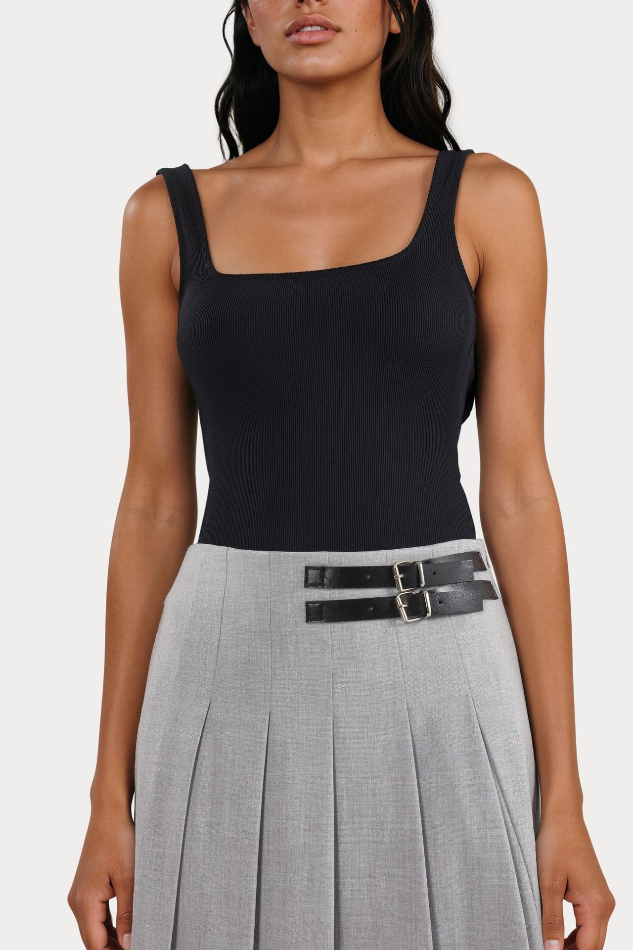  High Waist A-Line Midi Skirt with Belt Detail 5