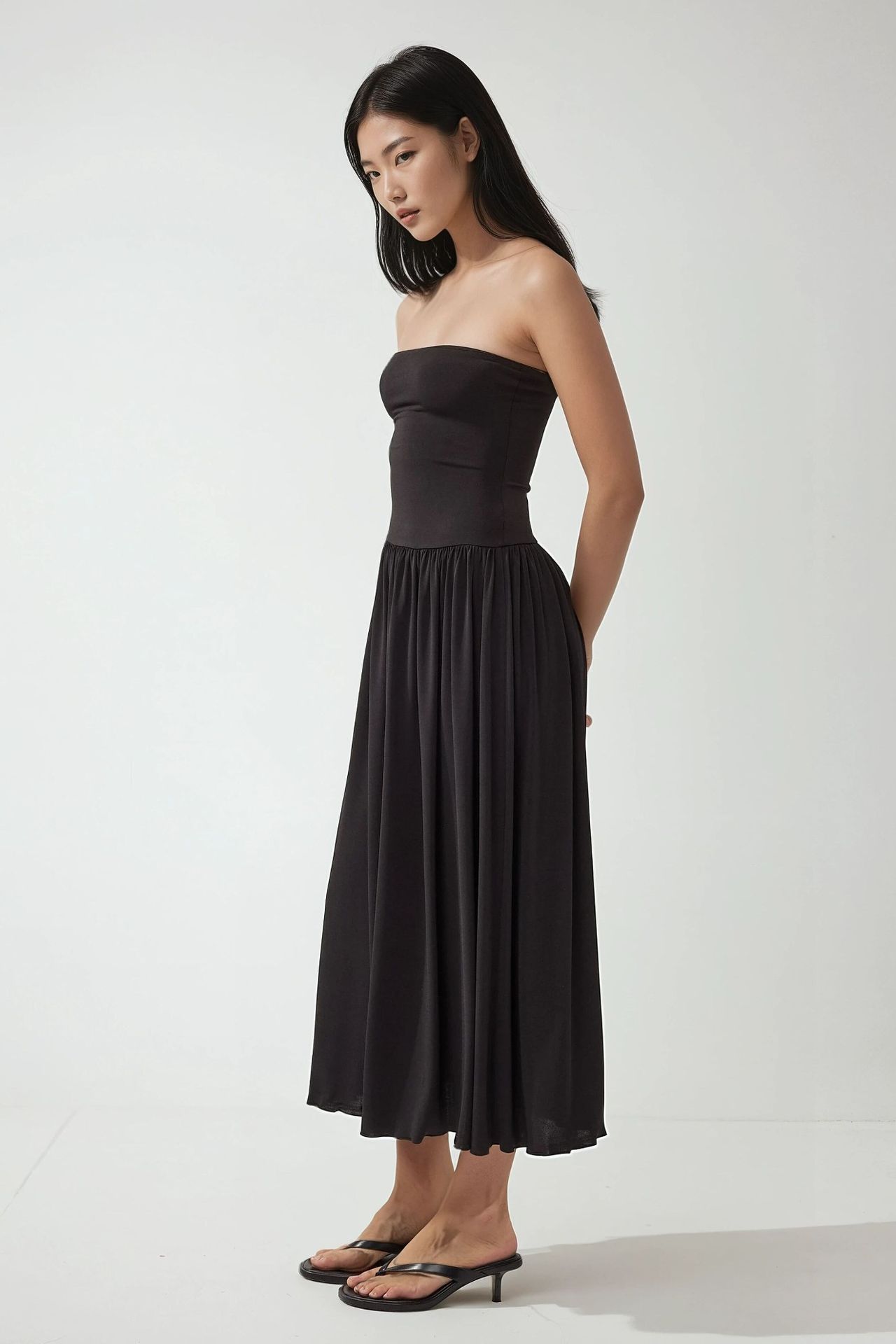 2-in-1 Midi Elastic Strapless Dress/Skirt