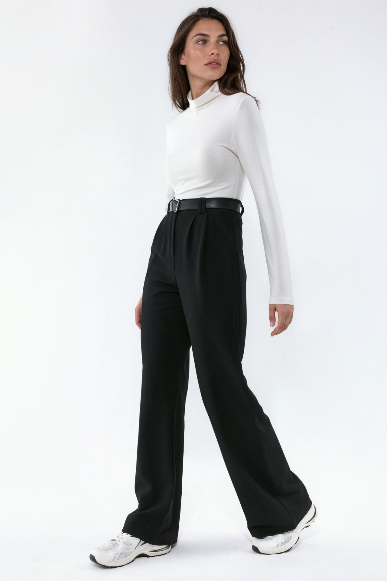 Belted Stretch Palazzo Pants 2