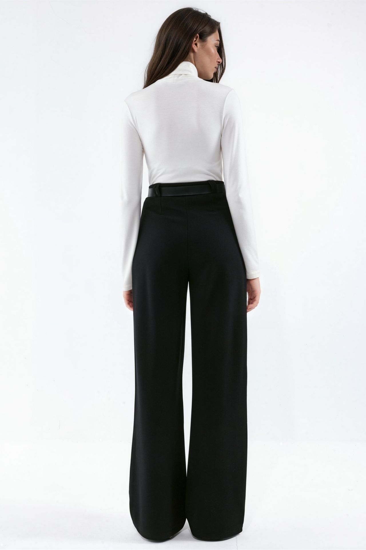 Belted Stretch Palazzo Pants 3