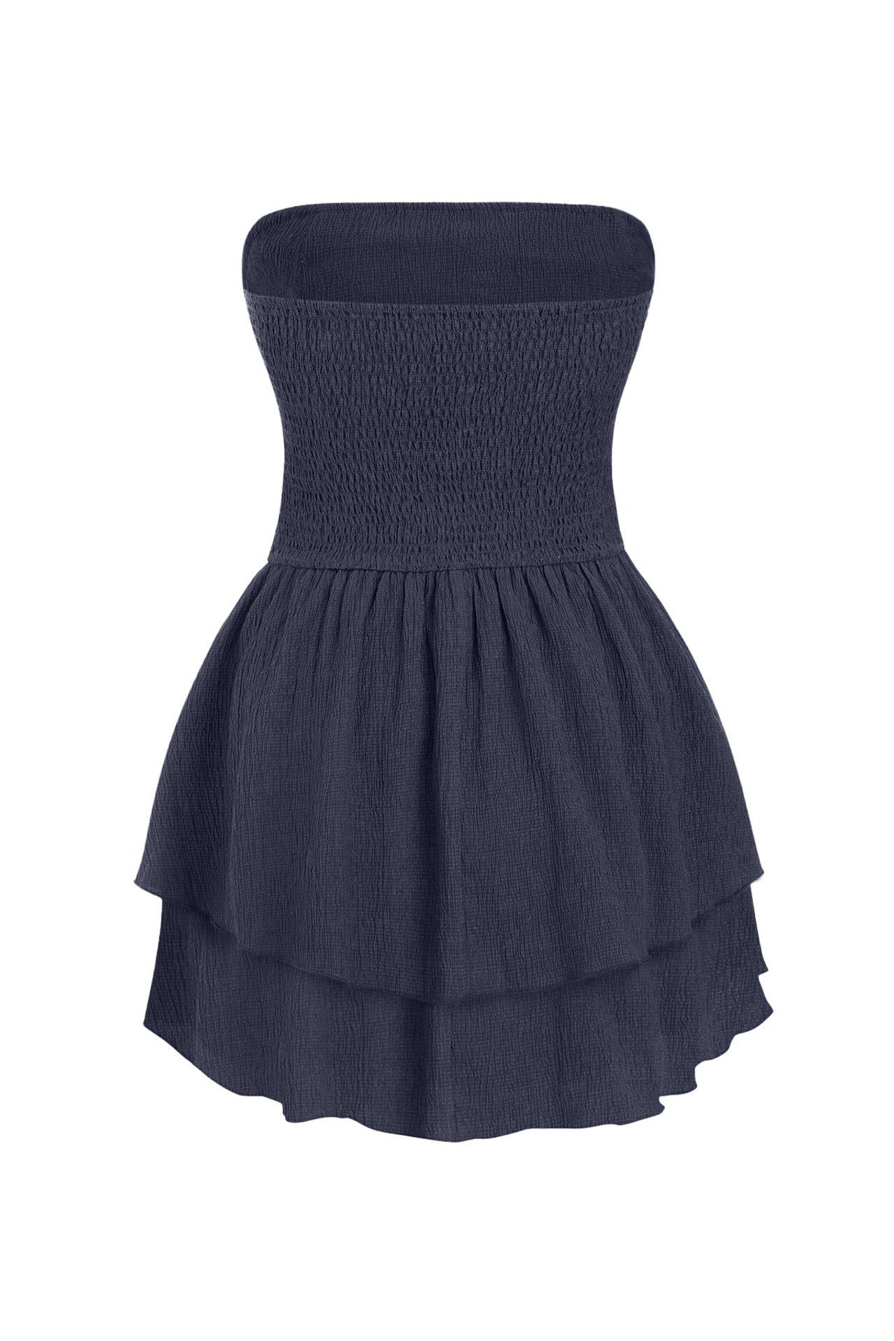 Strapless Textured Ruffle Mini Dress