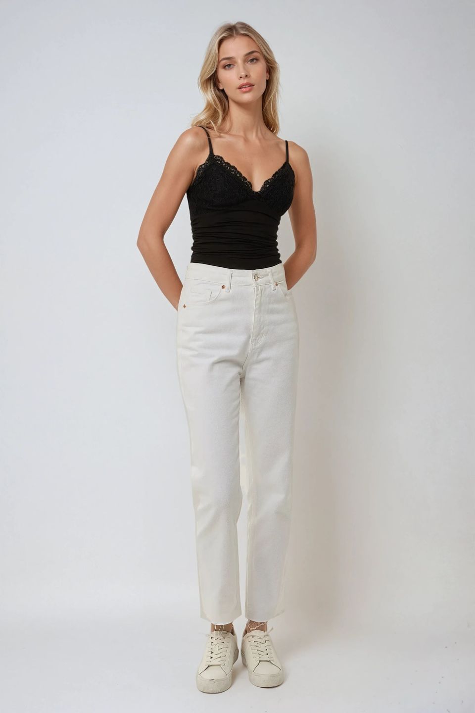 Lace Detail V-Neck Top