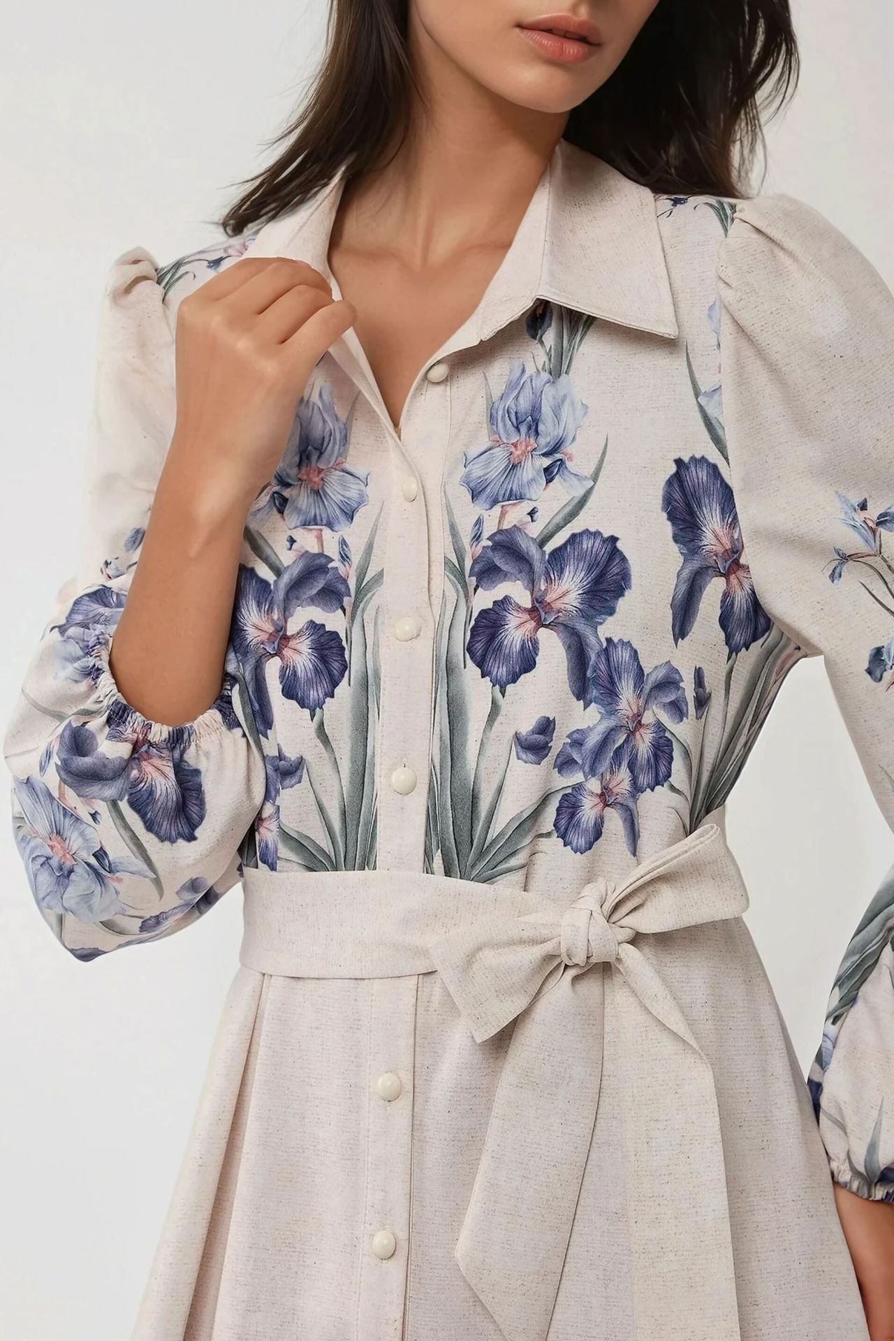 Floral Print Maxi Dress with Shirt Collar