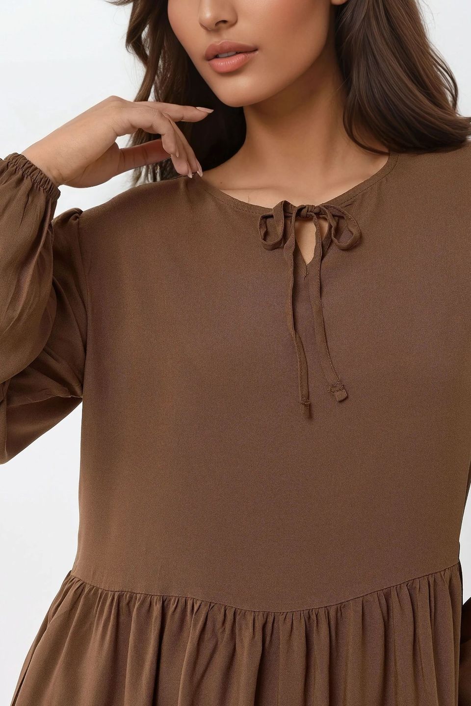Maxi Dress with A-Form Fit and Crew Neck