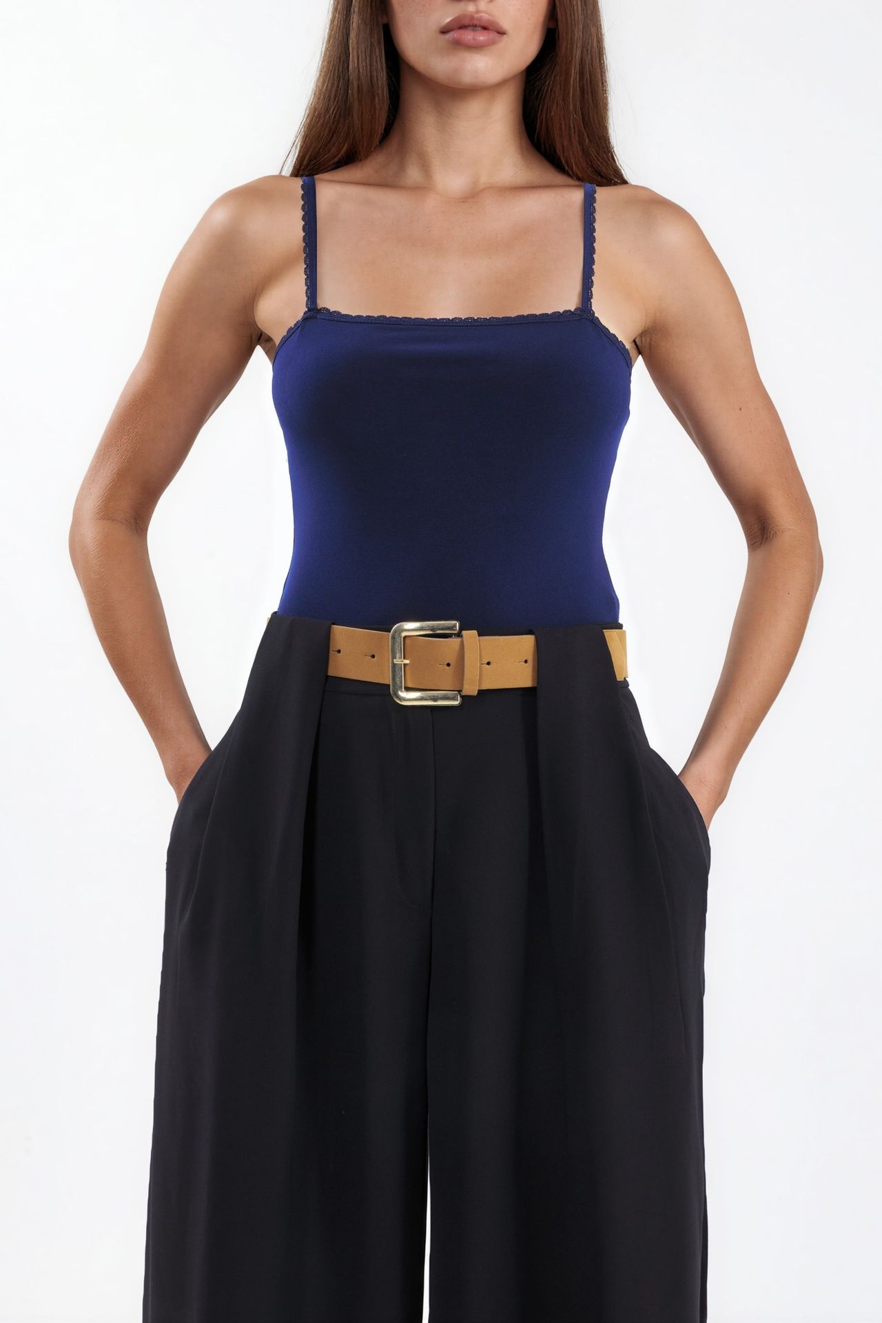 High Waist Palazzo Belted Pants