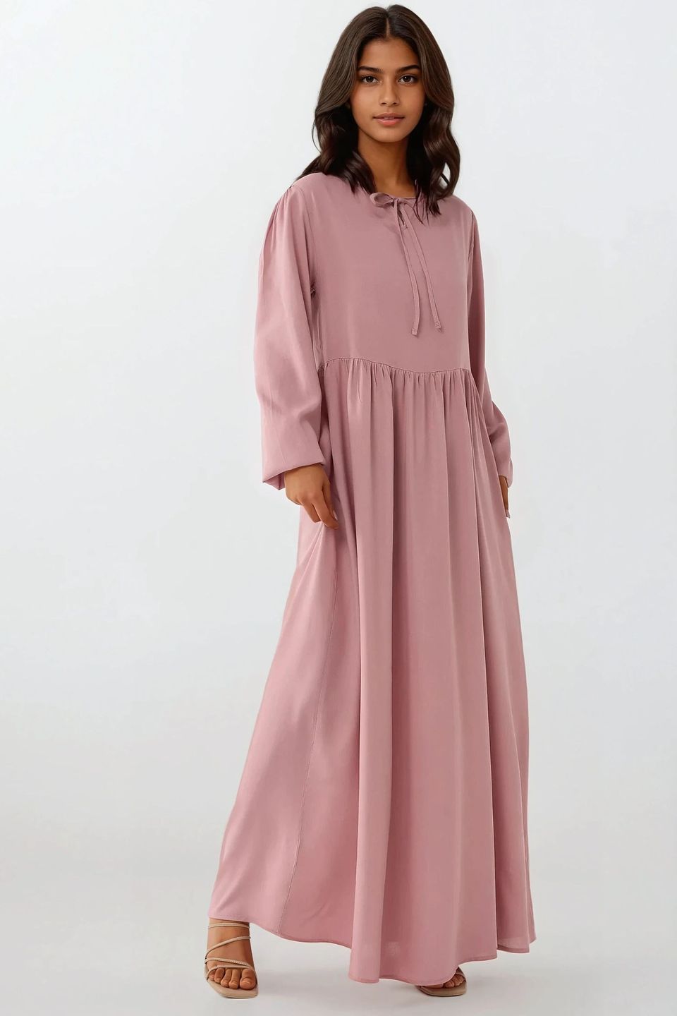 Maxi Dress with A-Form Fit and Crew Neck